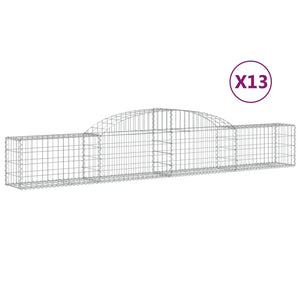 Gabionen mit Hochbogen 13 Stk. 300x30x40/60 cm Verzinktes Eisen