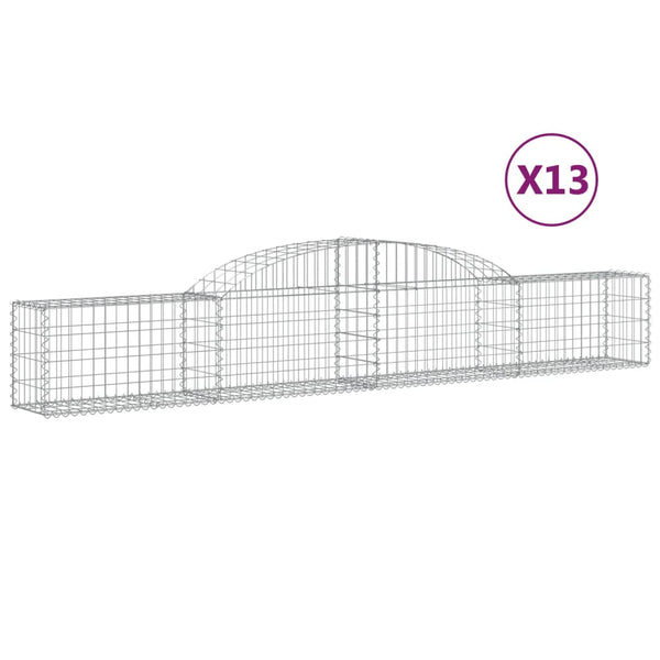 Gabionen mit Hochbogen 13 Stk. 300x30x40/60 cm Verzinktes Eisen