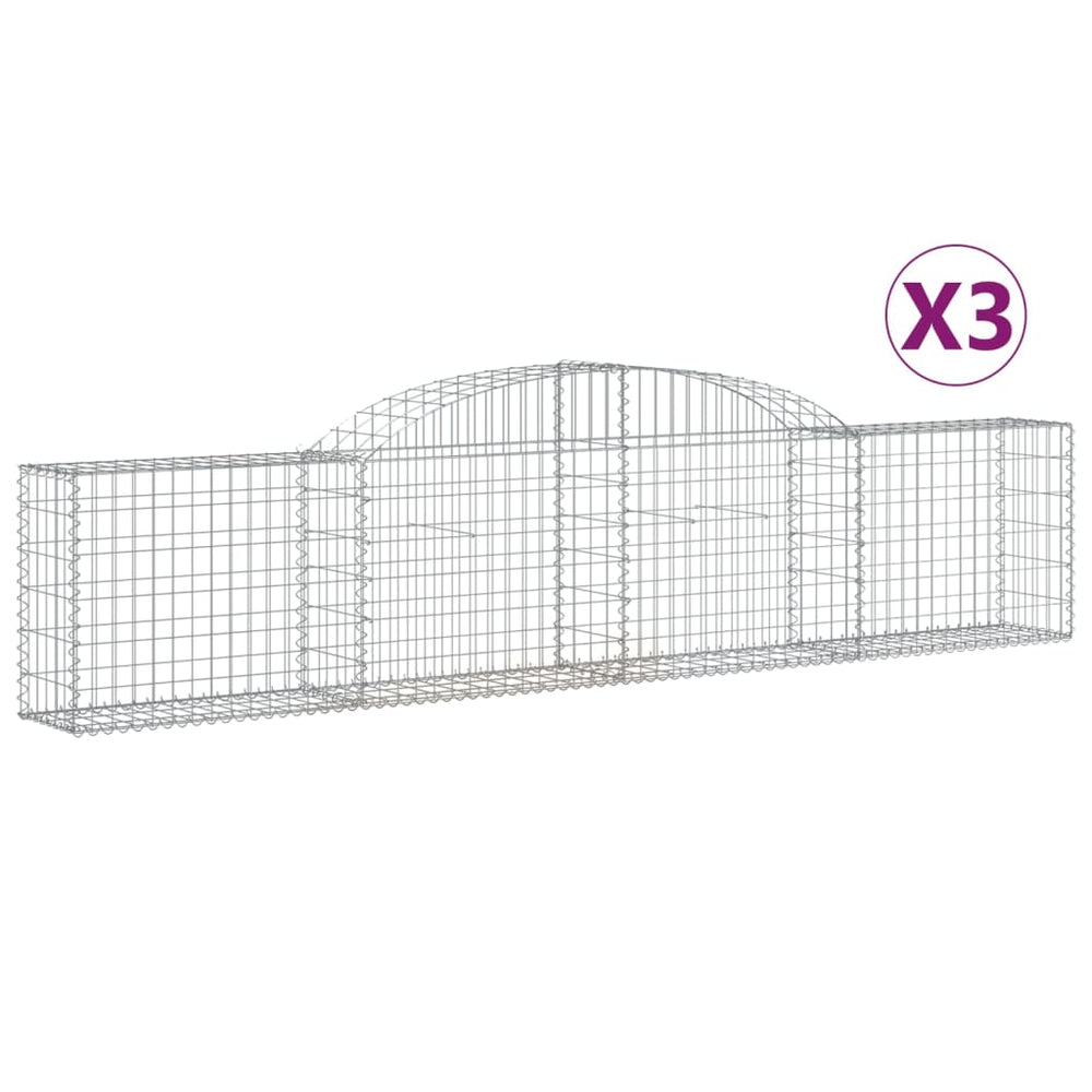 vidaXL Gabions à arche surélevée 3 pcs 300x30x60/80 cm Fer galvanisé
