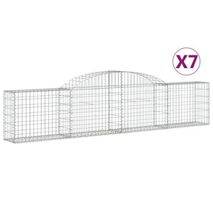 Gabionen mit Hochbogen 7 Stk. 300x30x60/80 cm Verzinktes Eisen