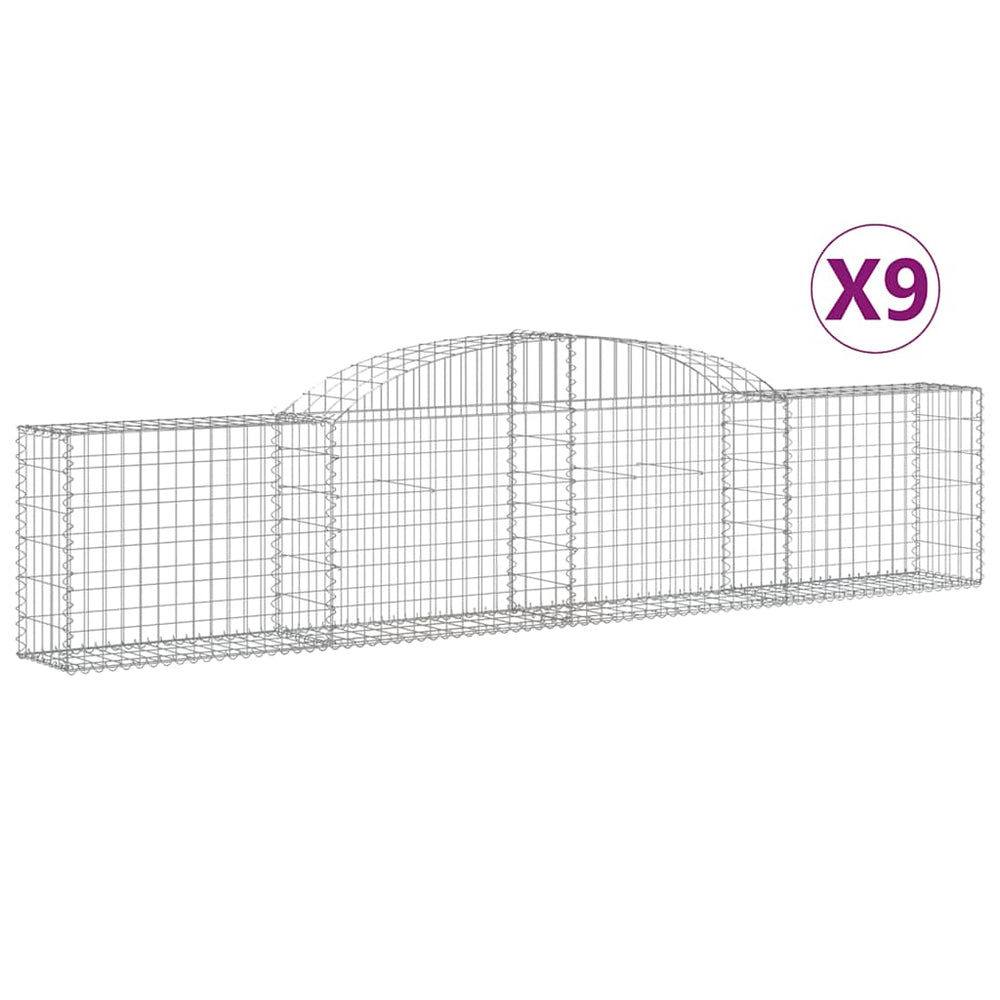 vidaXL Gabions avec arc en relief 9 pcs 300x30x60/80 cm Fer galvanisé