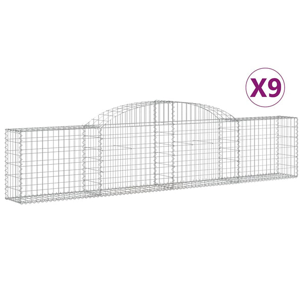 Gabionen mit Hochbogen 9 Stk. 300x30x60/80 cm Verzinktes Eisen