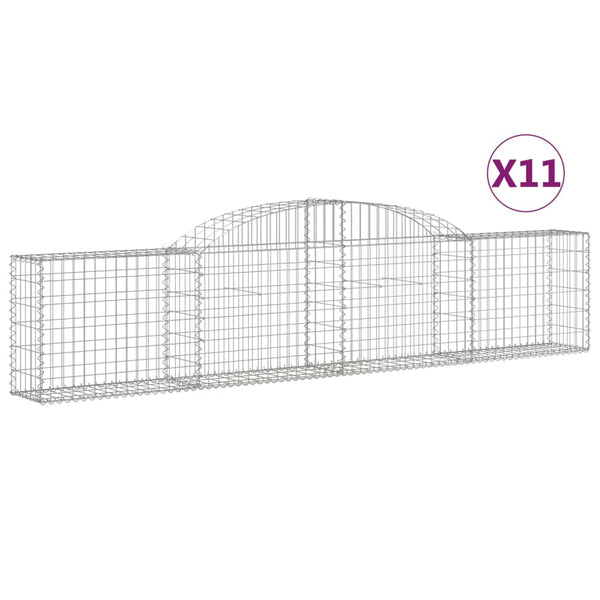 Gabionen mit Hochbogen 11 Stk. 300x30x60/80 cm Verzinktes Eisen