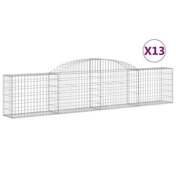 Gabionen mit Hochbogen 13 Stk. 300x30x60/80 cm Verzinktes Eisen
