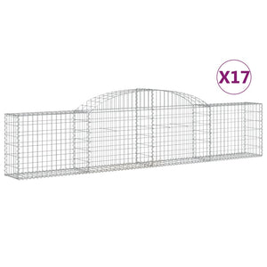 Gabionen mit Hochbogen 17 Stk. 300x30x60/80 cm Verzinktes Eisen