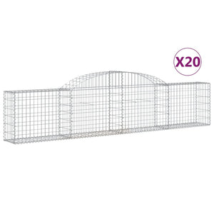 Gabionen mit Hochbogen 20 Stk. 300x30x60/80 cm Verzinktes Eisen
