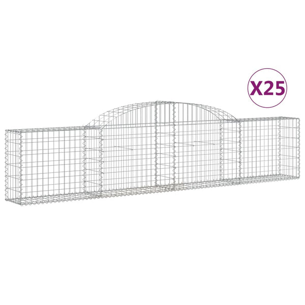 Gabionen mit Hochbogen 25 Stk. 300x30x60/80 cm Verzinktes Eisen
