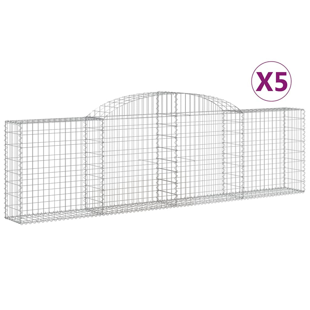 vidaXL Gabions avec arche 5 pcs 300x30x80/100 cm Fer galvanisé