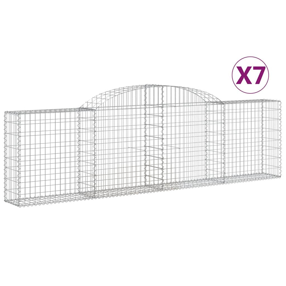 vidaXL Gabions avec arche haute 7 pcs 300x30x80/100 cm Fer galvanisé
