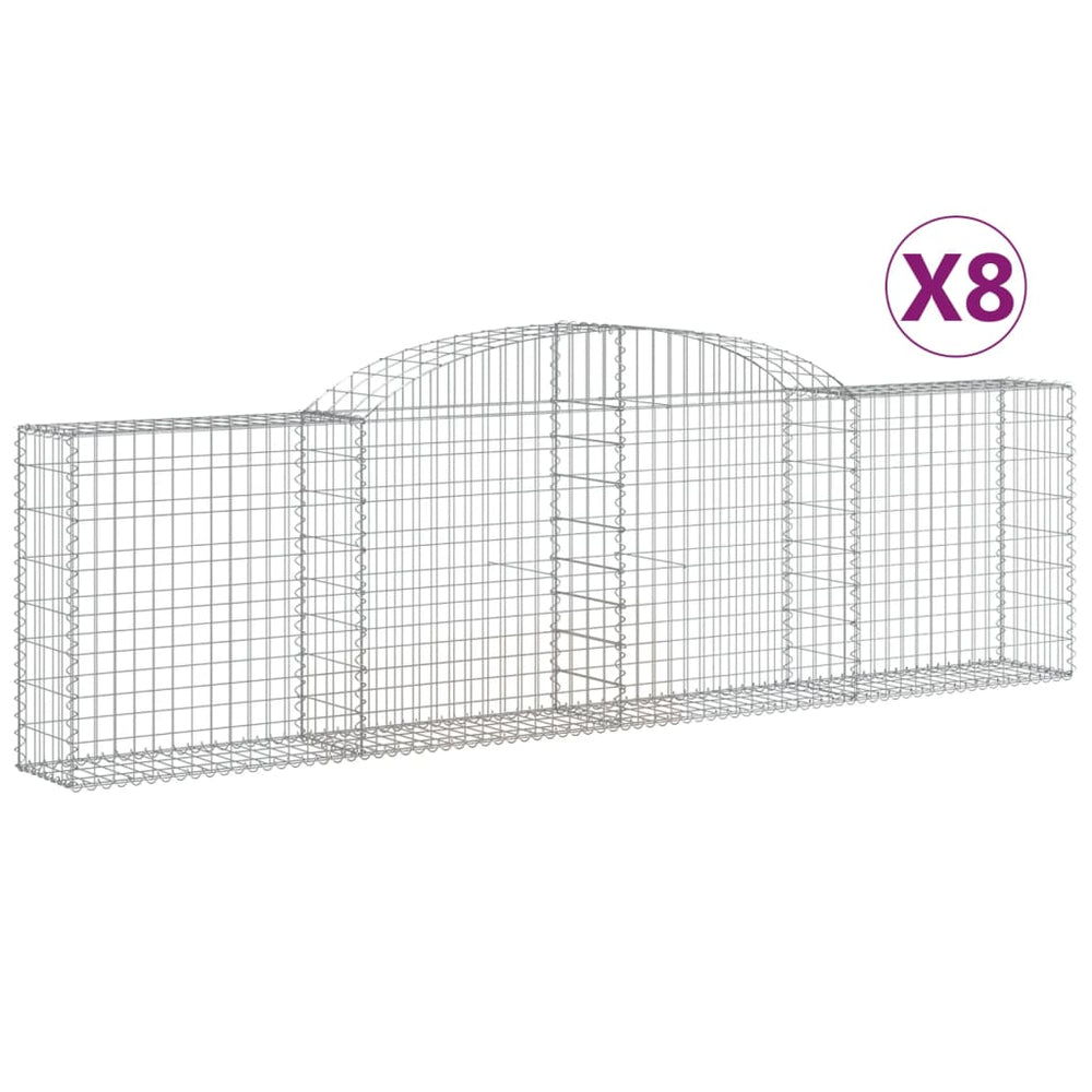 vidaXL Gabions à arc surélevé 8 pcs 300x30x80/100 cm Fer galvanisé