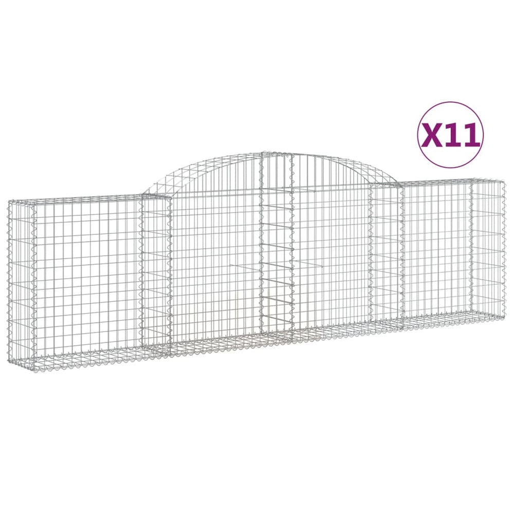 vidaXL Gabions avec arc surélevé 11 pcs 300x30x80/100cm Fer galvanisé