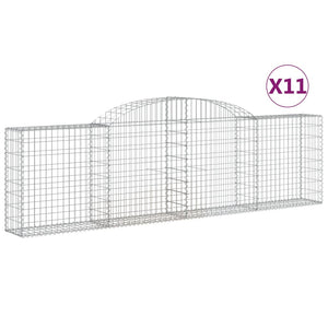 Gabionen mit Hochbogen 11 Stk. 300x30x80/100cm Verzinktes Eisen