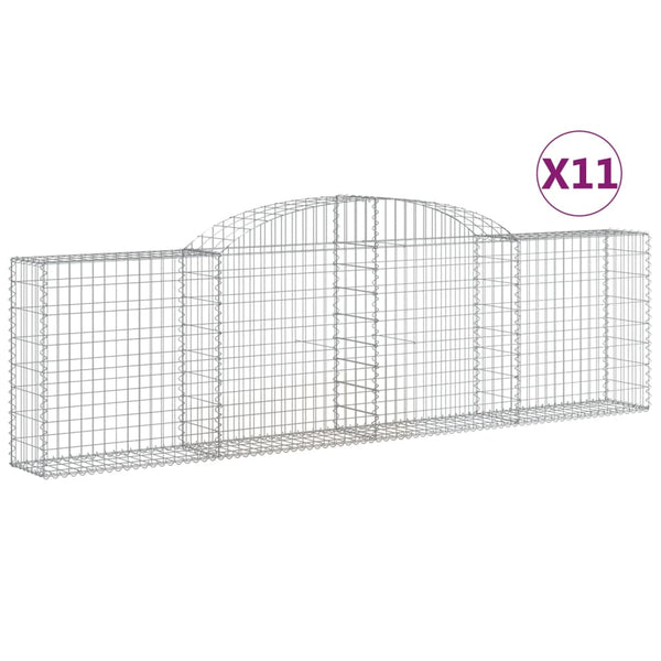 Gabionen mit Hochbogen 11 Stk. 300x30x80/100cm Verzinktes Eisen