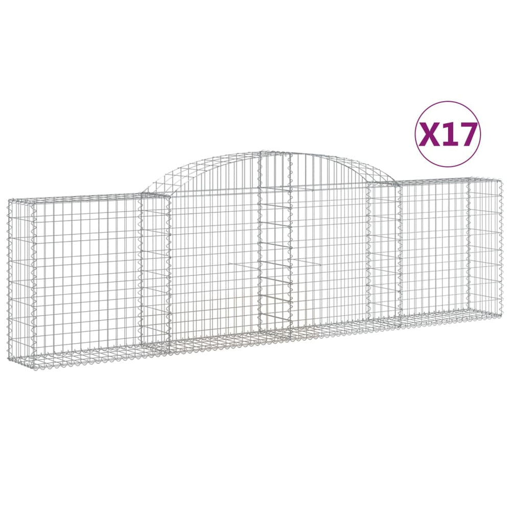 vidaXL Gabions avec arc surélevé 17 pcs 300x30x80/100cm Fer galvanisé