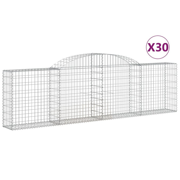 Gabionen mit Hochbogen 30 Stk. 300x30x80/100cm Verzinktes Eisen