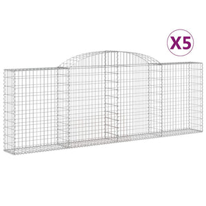 Gabionen mit Hochbogen 5 Stk. 300x30x100/120cm Verzinktes Eisen