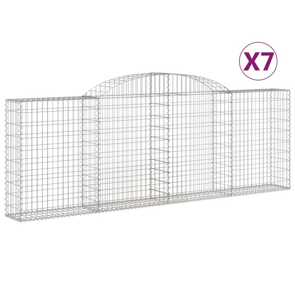Gabionen mit Hochbogen 7 Stk. 300x30x100/120cm Verzinktes Eisen