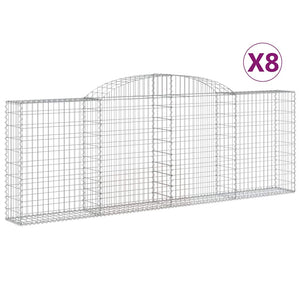 Gabionen mit Hochbogen 8 Stk. 300x30x100/120cm Verzinktes Eisen