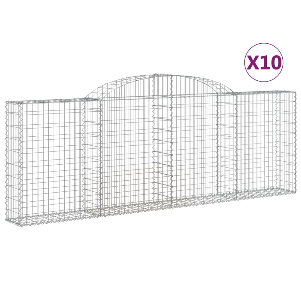 vidaXL Gabions à arc élevé 10 pcs 300x30x100/120cm Fer galvanisé