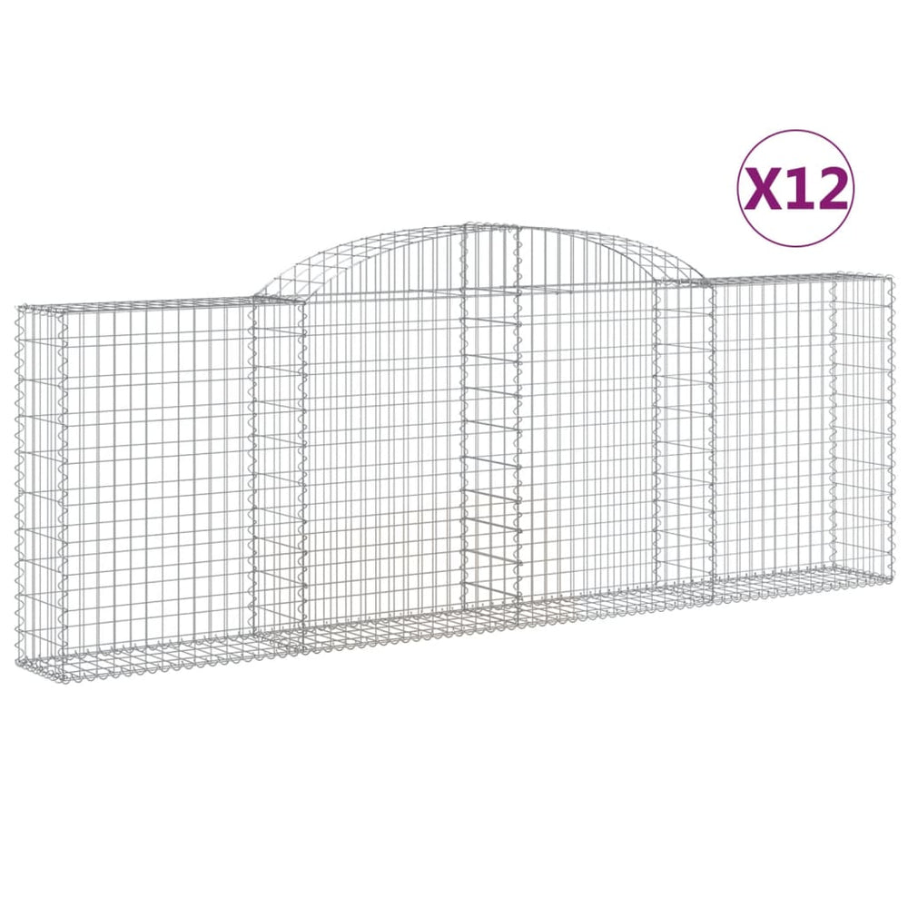 vidaXL Gabions avec arche haute 12 pièces 300x30x100/120 cm Fer galvanisé