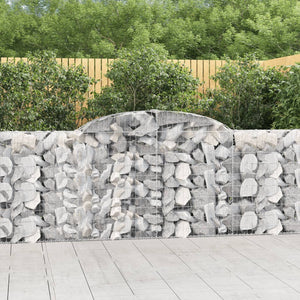 Gabionen mit Hochbogen 13 Stk 300x30x100/120cm Verzinktes Eisen