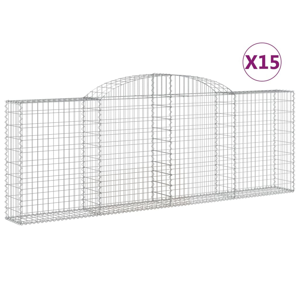 vidaXL Gabions avec arche 15 pcs 300x30x100/120cm Fer galvanisé
