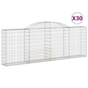 Gabionen mit Hochbogen 30 Stk 300x30x100/120cm Verzinktes Eisen