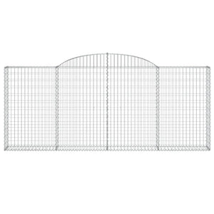 Gabionen mit Hochbogen 2 Stk. 300x30x120/140cm Verzinktes Eisen