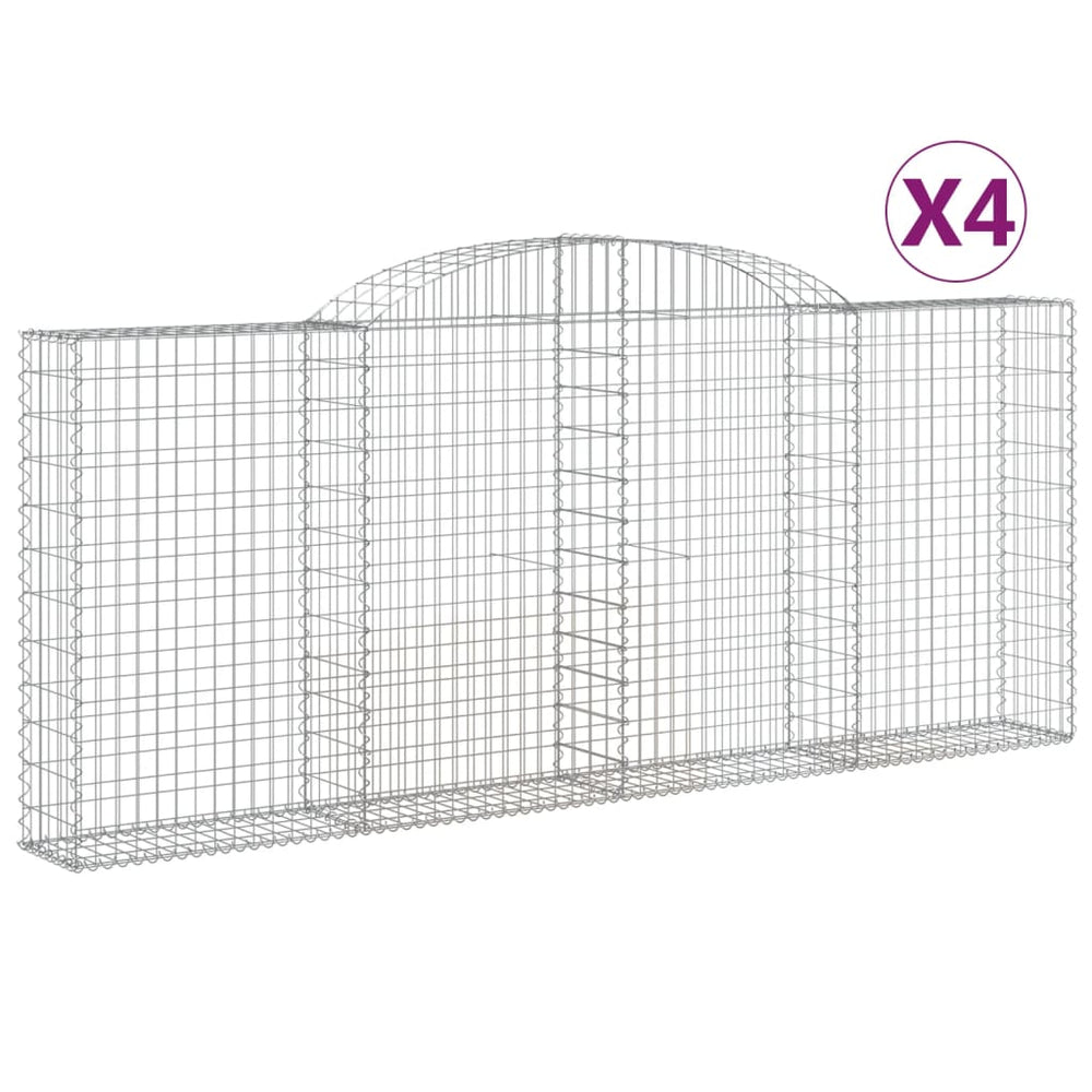 vidaXL Gabions avec arche haute 4 pcs 300x30x120/140cm Fer galvanisé