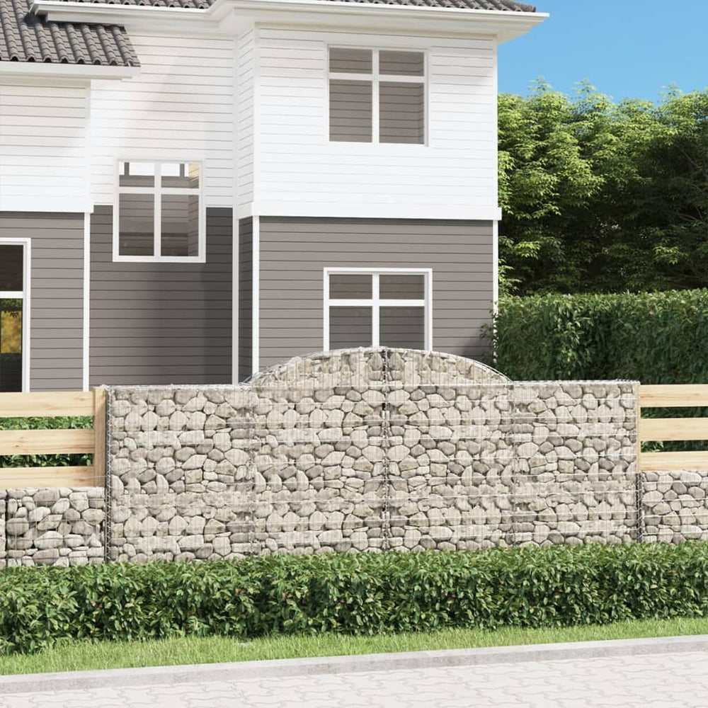 vidaXL Gabions avec arche haute 4 pcs 300x30x120/140cm Fer galvanisé