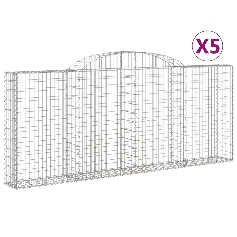 vidaXL Gabions avec arche 5 pcs 300x30x120/140 cm en fer galvanisé