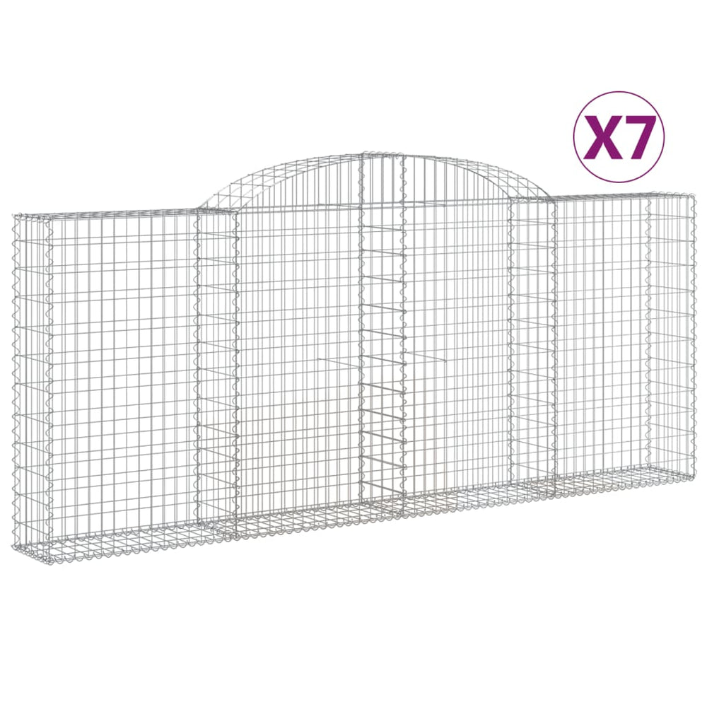 vidaXL Gabions à arc élevé 7 pcs 300x30x120/140cm Fer galvanisé