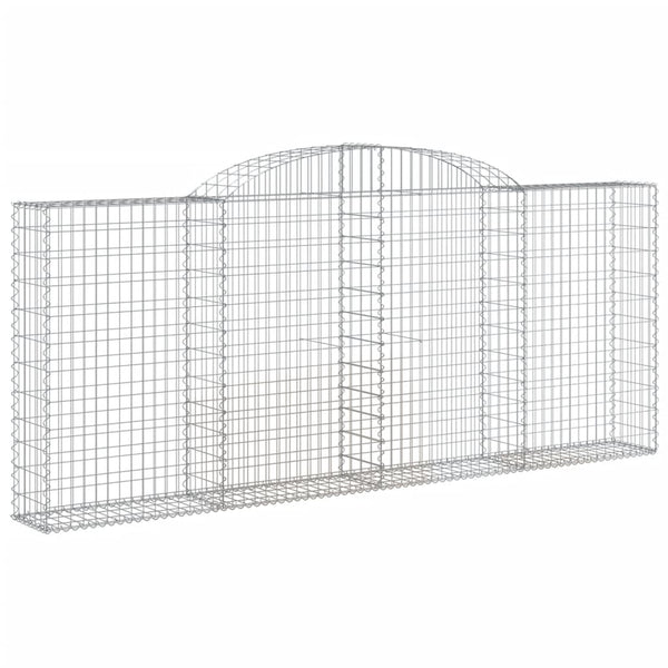 Gabionen mit Hochbogen 8 Stk. 300x30x120/140cm Verzinktes Eisen