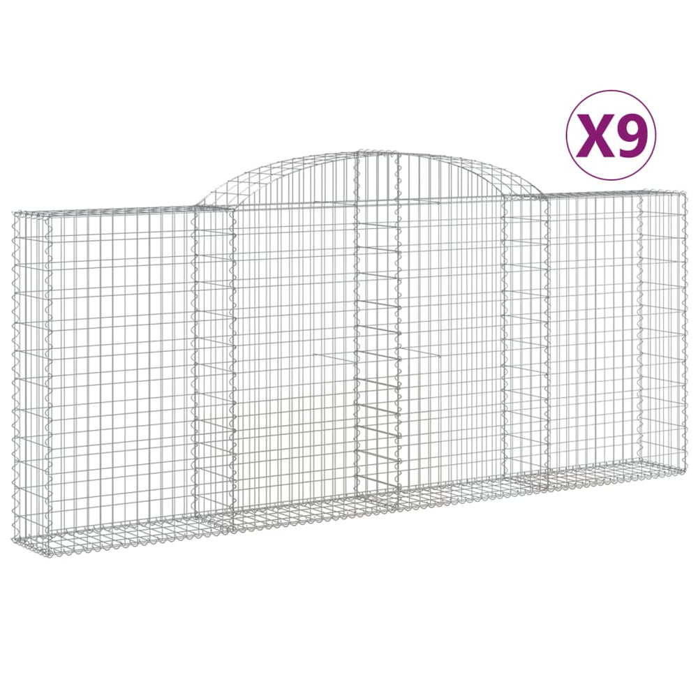 vidaXL Gabions avec arc en ogive 9 pcs 300x30x120/140 cm Fer galvanisé