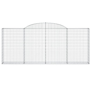 Gabionen mit Hochbogen 9 Stk. 300x30x120/140cm Verzinktes Eisen