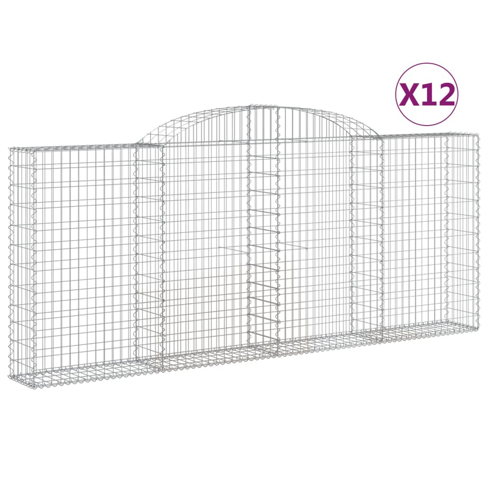vidaXL Gabions avec arche 12 pcs 300x30x120/140 cm Fer galvanisé