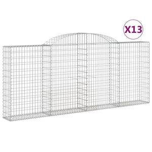 Gabionen mit Hochbogen 13 Stk 300x30x120/140cm Verzinktes Eisen