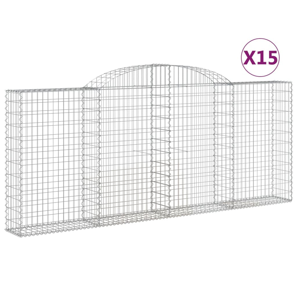 vidaXL Gabions avec arche 15 pcs 300x30x120/140 cm Fer galvanisé