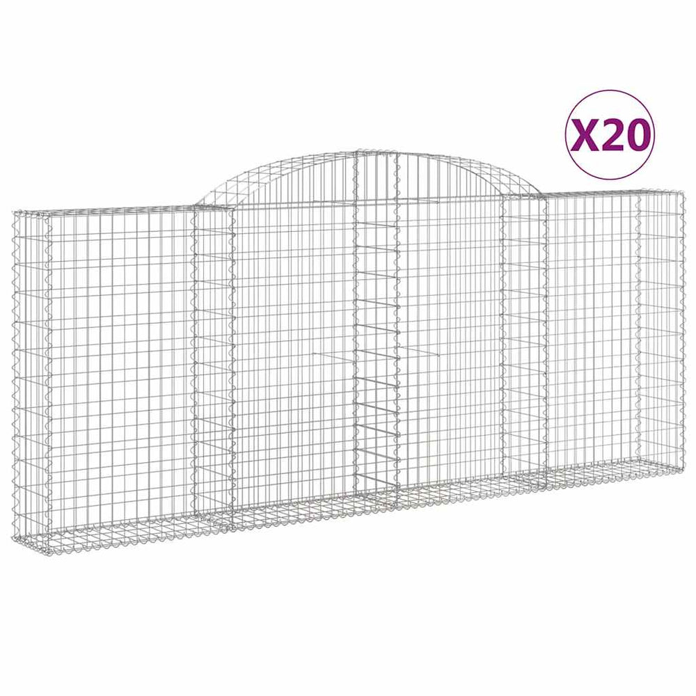 vidaXL Gabions avec arc surélevé 20 pièces 300x30x120/140 cm Fer galvanisé