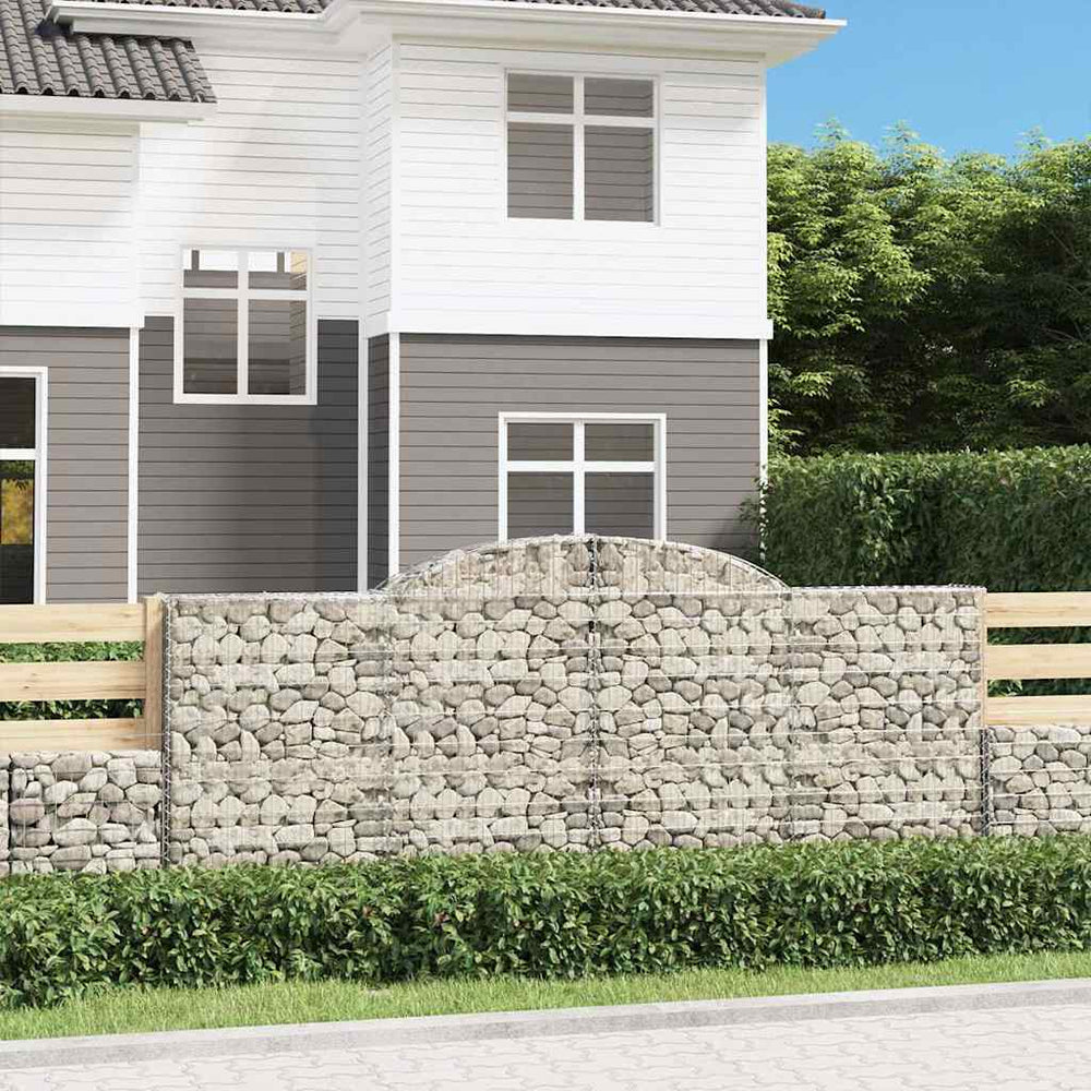vidaXL Gabions avec arc surélevé 20 pièces 300x30x120/140 cm Fer galvanisé