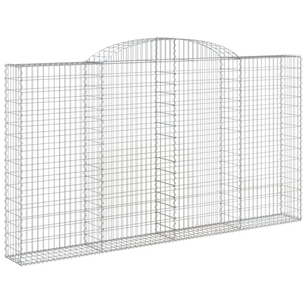 Gabionen mit Hochbogen 3 Stk. 300x30x160/180cm Verzinktes Eisen