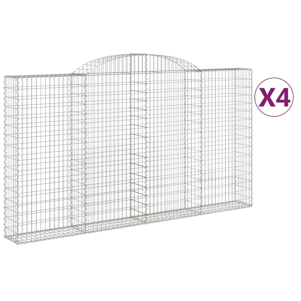 vidaXL Gabions à arc surélevé 4 pcs 300x30x160/180 cm Fer galvanisé
