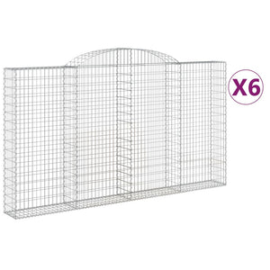 Gabionen mit Hochbogen 6 Stk. 300x30x160/180cm Verzinktes Eisen