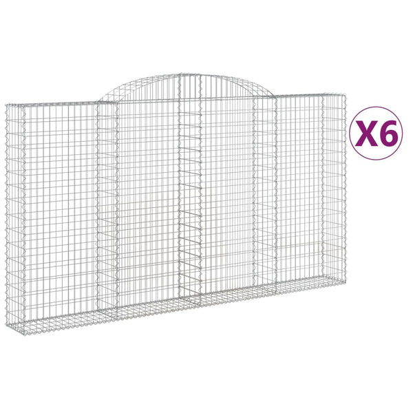Gabionen mit Hochbogen 6 Stk. 300x30x160/180cm Verzinktes Eisen