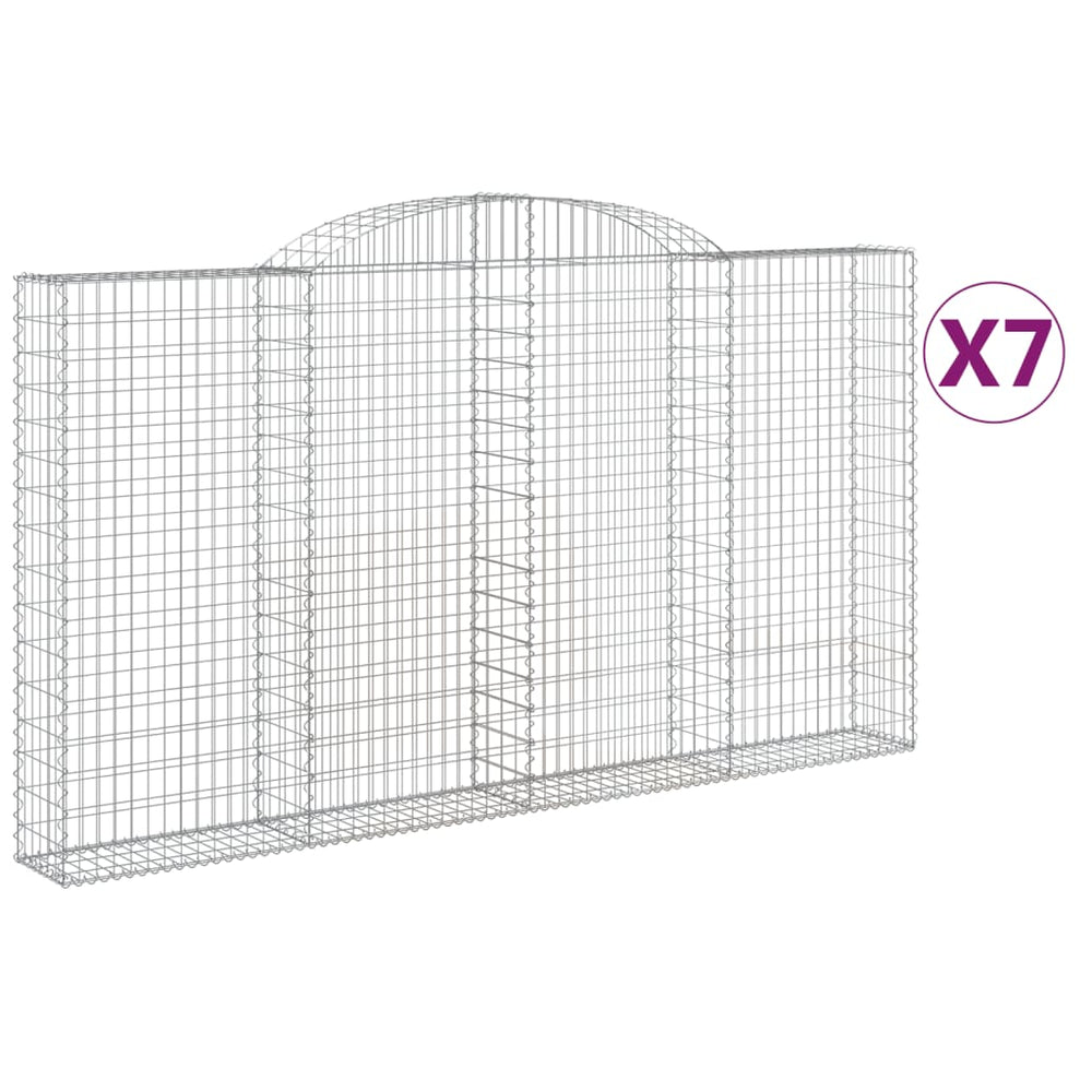vidaXL Gabions avec arche 7 pcs 300x30x160/180cm Fer galvanisé