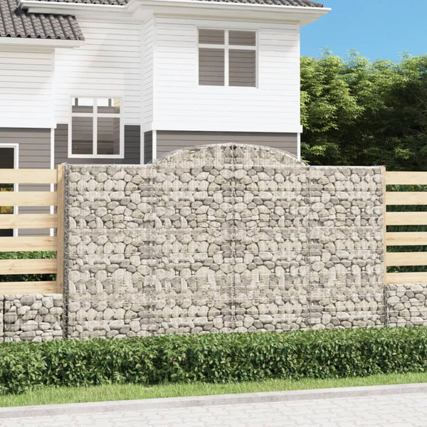 Gabionen mit Hochbogen 3 Stk. 300x30x180/200cm Verzinktes Eisen