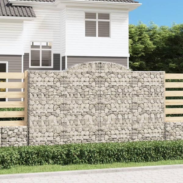 Gabionen mit Hochbogen 4 Stk. 300x30x180/200cm Verzinktes Eisen