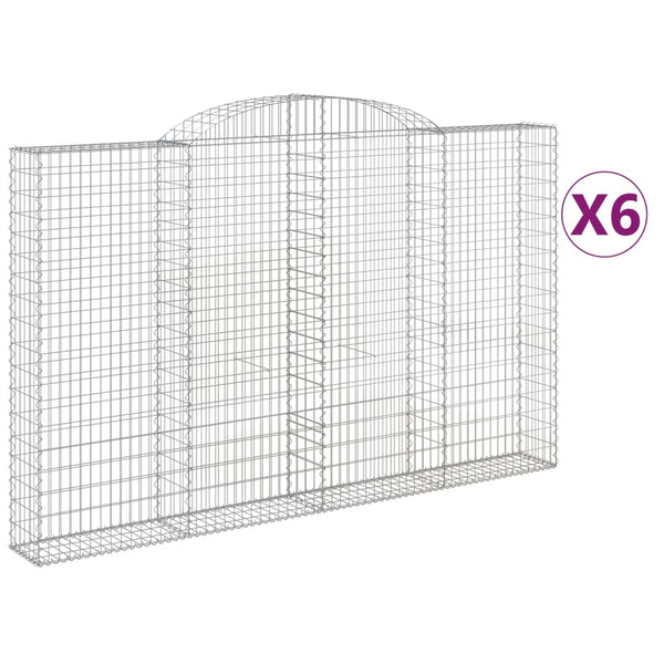 Gabionen mit Hochbogen 6 Stk. 300x30x180/200cm Verzinktes Eisen