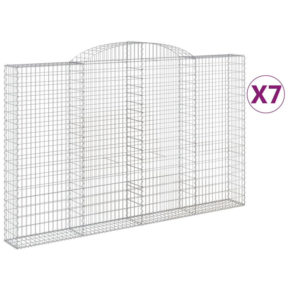 vidaXL Gabions avec arche 7 pcs 300x30x180/200cm Fer galvanisé