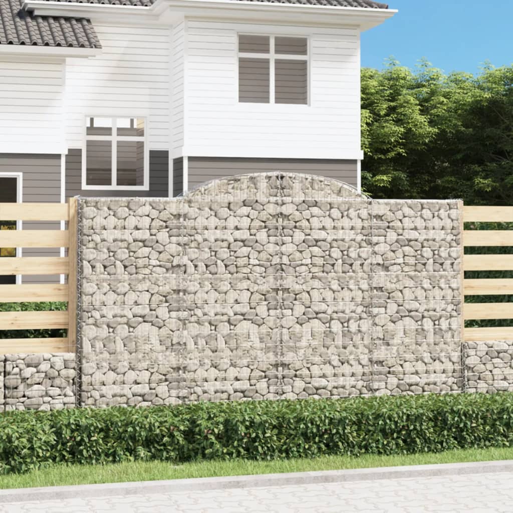 Gabionen mit Hochbogen 7 Stk. 300x30x180/200cm Verzinktes Eisen